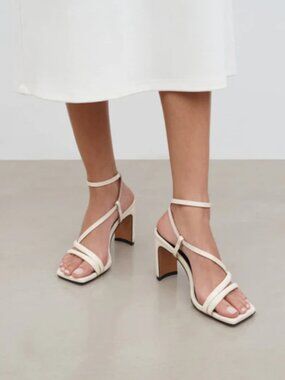Marcella Valerie Sandals European Leather Square Toe Block-Heel Sandals